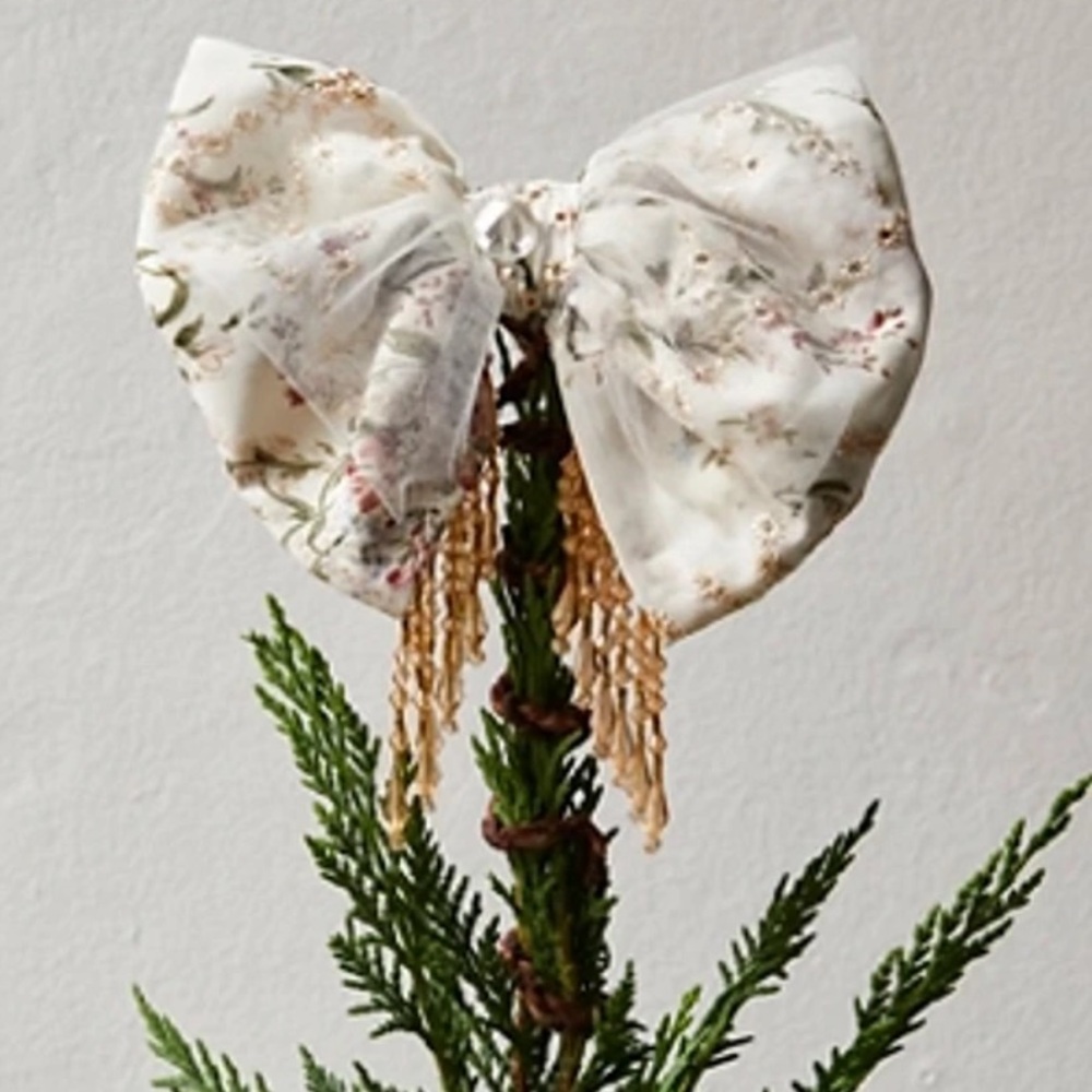Free People Clara Beaded Bow Tree Topper From Curried Myrrh | NEW